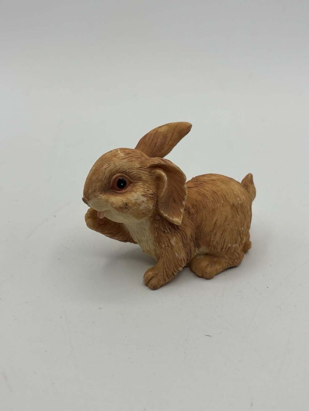 Vintage Brown Resin Bunny Rabbit Figurine Scratching Ear